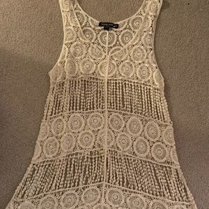 living doll lace swimsuit coverup: cream, size m/l